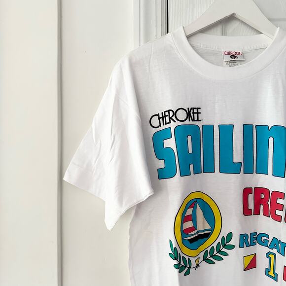 Vintage Cherokee Deadstock Sailing Crew Regatta Tee Medium Cotton Single Stitch - Picture 2 of 15